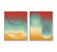 Cosmic Gradient Flow Framed Canvas Print Modern Wall Decor Set by Art Remedy, White Frame, 20 x 24