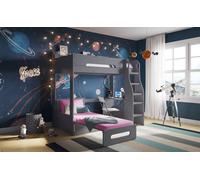 Cosmic High Sleeper Bed with Futon Flair Pink Single