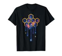 Cosmic Honeycomb Dripping Space Art Retro Aesthetic Design T-Shirt