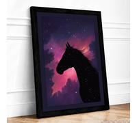 Cosmic Horse Fantasy Framed Wall Art Print A3 Black