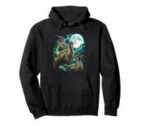Cosmic Howling Hadeda I irds Under Full Moon Night Pullover Hoodie