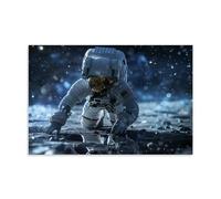 Cosmic Interstellar Astronaut Canvas Poster - Moon Spáceman Wall Art, Galactic Space Decor for Boys Room Home, Vibrant Space Prints 08x12inch(20x30cm)
