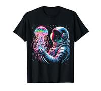 Cosmic Jellyfish Embrace Astronaut Tee - Psychedelic Space T-Shirt