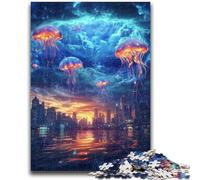Cosmic Jellyfish Jigsaw Puzzles for Adults Teenagers Jigsaws Puzzle,Help The Brain Exercise Addictive Toys to Cultivate Patience A Work of Art (38x26cm)