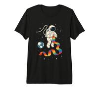 Cosmic Knitter Astronaut Rainbow Yarn Craft Premium T-Shirt