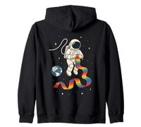 Cosmic Knitter Astronaut Rainbow Yarn Craft Zip Hoodie