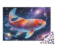 Cosmic Koi Fish 1000 Pieces Jigsaw Puzzle for Adults Cosmic Koi Fish in Galaxy Premium Sturdy Vibrant Challenging Hard Stress Relief 38x26cm/1000pcs