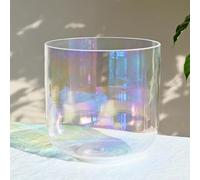 Cosmic Light Crystal Singing Bowl with Suede Mallet & O-ring, Alchemy Soud Bowls for Yoga Meditation Sound Healing(A note,7 inch)