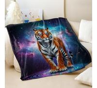 Cosmic Lightfall Printed Flannel Blanket, Majestic Bengal Tiger Design Ultra Soft Throw Blanket, Perfect for Adults and Kids Bedding and Sofa (01,150x200cm)