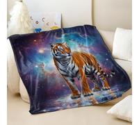 Cosmic Lightfall Printed Flannel Blanket, Majestic Bengal Tiger Design Ultra Soft Throw Blanket, Perfect for Adults and Kids Bedding and Sofa (03,75x100cm)