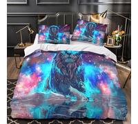 Cosmic Lion Duvet Cover 3D Design Printed Extra Soft 3-Piece Bedding Set Zipper Fantasy Space Quilt Cover Hotel Quality Durable for Adults Women Kids Youth Teens Girls Boys Single（140x200cm）