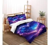 Cosmic Love 3 Pcs Complete Bedding Set 3D Art Design Floral Printed Duvet Cover with Fitted Sheet Pillowcases Soft And Comfortable Double(200x200cm)