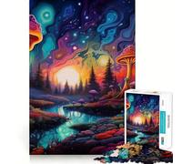 Cosmic Magic Mushroom Jigsaw Puzzles 1000 Pieces for Teenagers Cognitive Train, Premium Print, Pattern Assemble, Santa Surprise (38x26cm)