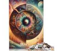 Cosmic Mandala Wooden 1000 Pieces Jigsaw Puzzle for Adults Creative Rectangular Puzzle Brain Exercise Challenge Game 1000pcs (75x50cm)