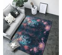 Cosmic Meditation Lotus Area Rug for Living Room Decor - Anti Slip Washable Throw Rug, 80x58 inches Indoor Carpet for Bedroom Living Room Decor