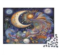 Cosmic Moon Sun Art 1000 Piece Puzzles for Adults with No Reflection Colourful Jigsaws As A Brain Training Puzzle for Wall Decoration And Gifts 70x50cm/1000pcs