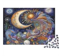 Cosmic Moon Sun Art 1000pc Galaxy Moon Thick Cardboard Jigsaw Puzzle for Stress Relief Seekers Christmas Gathering Home Decor Classroom Puzzle Activity Gift Idea 70x50cm/1000pcs