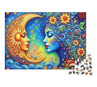 Cosmic Moon Woman1000-Piece Jigsaw Puzzle Cosmic Face Surreal Art- Challenging Puzzle Game for Kids 38x26cm/1000pcs
