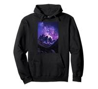 Cosmic Mountain Valley Under Milky Way Galaxy Skyline Art Pullover Hoodie