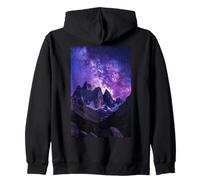 Cosmic Mountain Valley Under Milky Way Galaxy Skyline Art Zip Hoodie