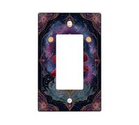 Cosmic Mushroom Light Switch Cover Plate/Outlet Covers, Red Fungi on Dark Background for Wall Decor, Thermoplastic Plates, Standard Size Single Rocker