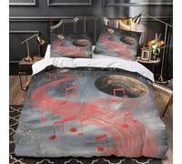 Cosmic music flow 3D Digital Print Duvet Cover Set 3pcs Microfibre Lightweight Concealed Abstract space Duvet Insert Cover 2 Pillowcases Skin-Friendly Home Decor Kids & Girls Single (135x200cm)
