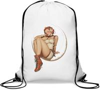 Cosmic Music Moon Pin Up Girl Gym Sack Casual Drawstring Bag White