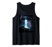 Cosmic Mystery UFO Abduction Alien Craft Beam Night Forest Tank Top