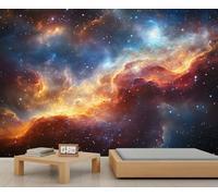 Cosmic Nebula Mural Milky Way Wallpaper Starry Sky Wall Mural Oversized Wall Poster Style Playroom Cafe Decor Poster Background Decor (Non-self-Adhesive)