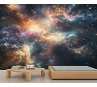 Cosmic Nebula Mural Mysterious Space Wallpaper Galaxy Wall Mural Statement Wall Restaurant Diner Large-Scale Art Decor Photo Panoramic Accent (Non-self-Adhesive)