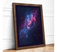 Cosmic Nebula Space Framed Wall Art Print A3 Walnut