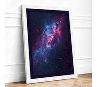 Cosmic Nebula Space Framed Wall Art Print A3 White
