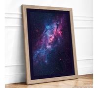 Cosmic Nebula Space Framed Wall Art Print A4 Oak
