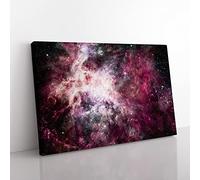 Cosmic Nebula Space Universe Modern Canvas Wall Art Print Ready to Hang, Framed Picture for Living Room Bedroom Home Office Décor, 50x35 cm (20x14 Inch)