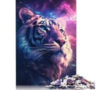 Cosmic Nebula Tiger 500 Piece Puzzles Wooden Jigsaw Puzzles for Adults, Difficult Jigsaw Adult Challenge Game 500pcs (52x38cm)