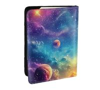 Cosmic Nebulae Galactic Stars Printed Passport Holder,Travel Pu Leather Passport Cover Case Organiser for Men Women,6.5 Inch
