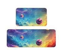 Cosmic Nebulae Galactic Stars Rug Cushioned Kitchen Rugs Sets Of 2 Comfort Standing Mat For Home Decor Sink,Kitchen Mats For Floor Non Slip Washable ，Laundr 17"X47"+17"X30"