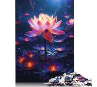 Cosmic Neon Lotus Blossom Puzzles 500 Piece Jigsaws for Adults Learning Educational Toys Family Games Festival Birthday Gifts 500pcs (52x38cm)