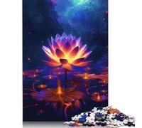 Cosmic Neon Lotus Flowers Jigsaw Puzzles 1000 Pieces for Adults Wooden Puzzles Brain Exercise Challenge Game Entertainment Gifts Teenagers Family Activity 1000pcs (75x50cm)