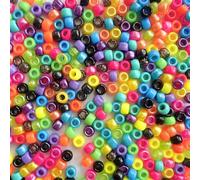 Cosmic Neon Mix Plastic Pony Beads, Made in the USA, 6 x 9mm, 700 Beads, Bulk Large Hole Beads for Jewelry Making, Banners, Concert Festival Bracelets, Necklaces, Art & Fashion