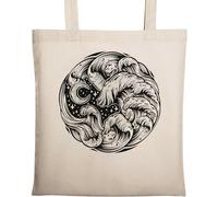 Cosmic Night Sky Space Stars Ocean Waves Natural Ecological Cotton Tote Bag Beige