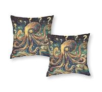 Cosmic Octopus Mystery Large Pillow Cases Breathable Standard Square Pillow Cases For Sofa Bedroom Car Holiday Decorative 12"x12"