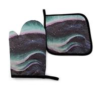 Cosmic Oven Mitts and Pot Holders Set Kitchen Heat Resistant Oven Gloves and Hot Pads Potholders for BBQ Baking Cooking Gloves
