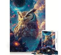 Cosmic Owl And Planet Space Jigsaw Puzzle 1000 Piece for Teenagers Sharp Logic, Indoor Fun, Family Pastime, Perfect Art (50x75cm)