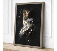 Cosmic Owl Canvas Wall Art Print 36x24 Inch