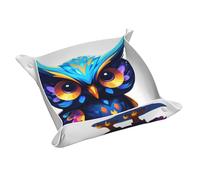 Cosmic Owl Leather Storage Tray, Storage Key Chains, Coins, Watches, Earrings and Other Accessories, a Must-Have for Home