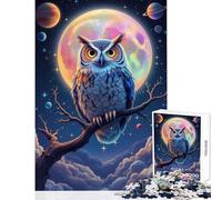 Cosmic Owl Perched on Branch for Adults 1000 Piece Puzzle Train Logical Thinking And Problem-solving Relaxing Stress Free Enjoyment (38x52cm)