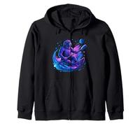 Cosmic Paddle Astronaut Space Voyage Zip Hoodie