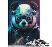 Cosmic Panda with Glasses Jigsaws 500 Pieces Puzzles Adult Toys Puzzle Unique Difficult And Challenge Puzzle Game Toys Gift 500pcs (52x38cm)