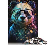 Cosmic Panda with Glasses Puzzles 1000 Piece Jigsaw Puzzle for Adults Impossible Jigsaw Puzzles Wood Toys Jigsaw Challenging Game 1000pcs (75x50cm)